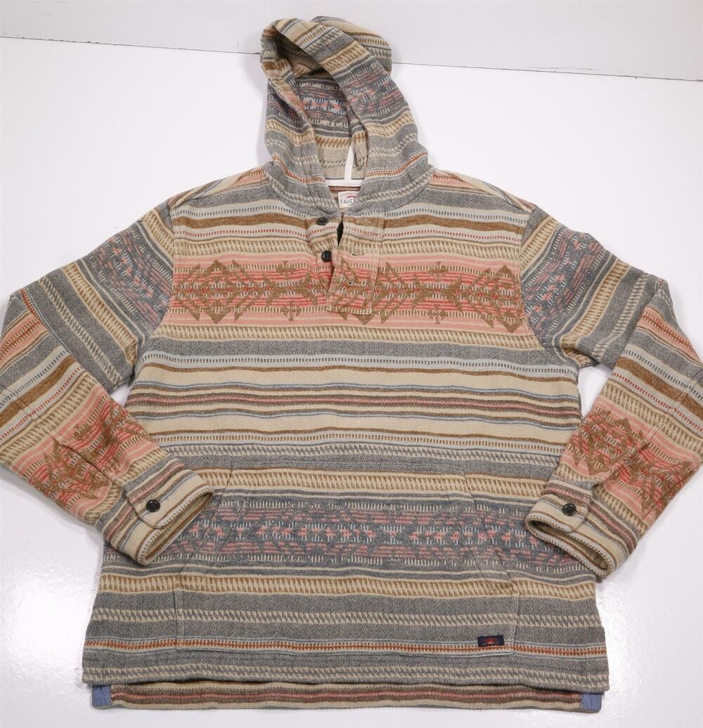 Faherty Pacific Hooded Henley Hoodie Poncho Mens Medium